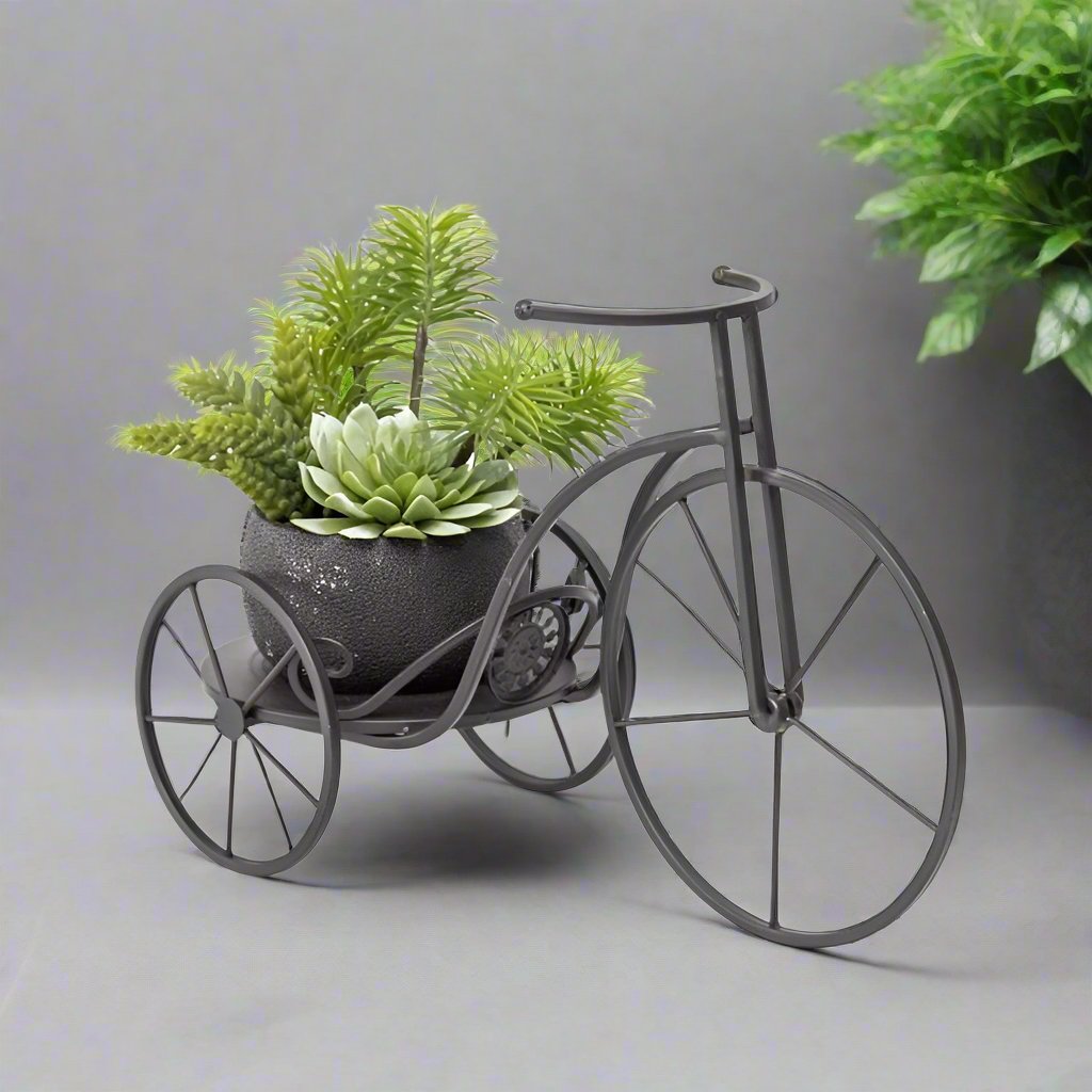 Willow & Silk Metal 53cm Black Garden Tricycle Pot/Planter/Decor