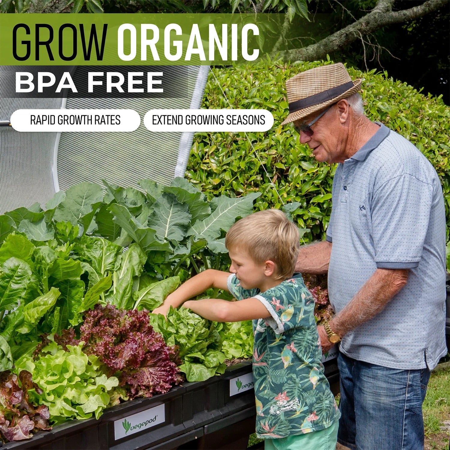 Vegepod Raised Garden Bed Medium 1m x 1m with VegeCover + Medium Stand