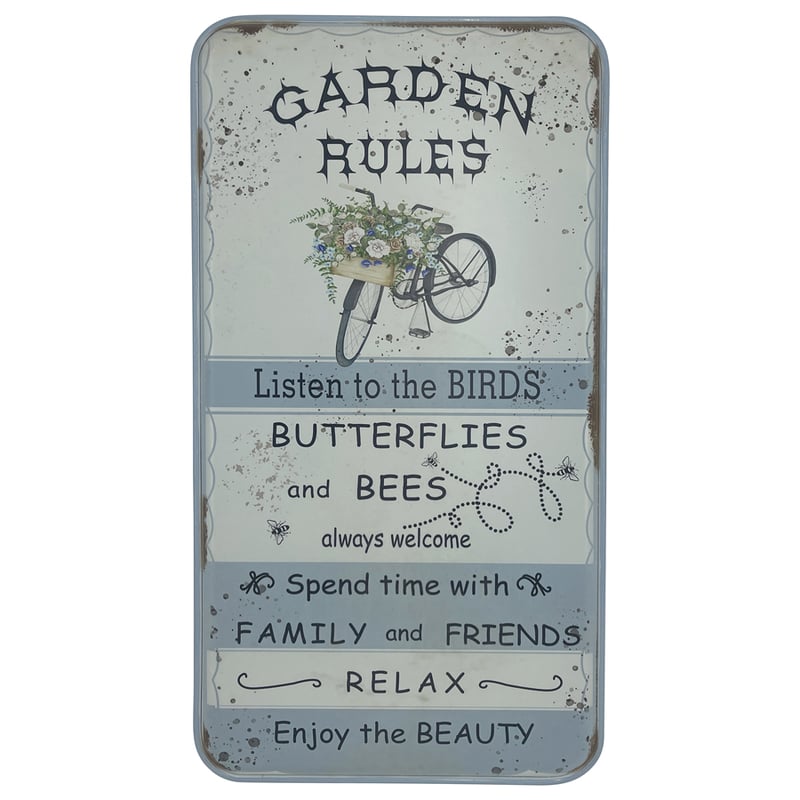 Distressed White Garden Rules Wall Art