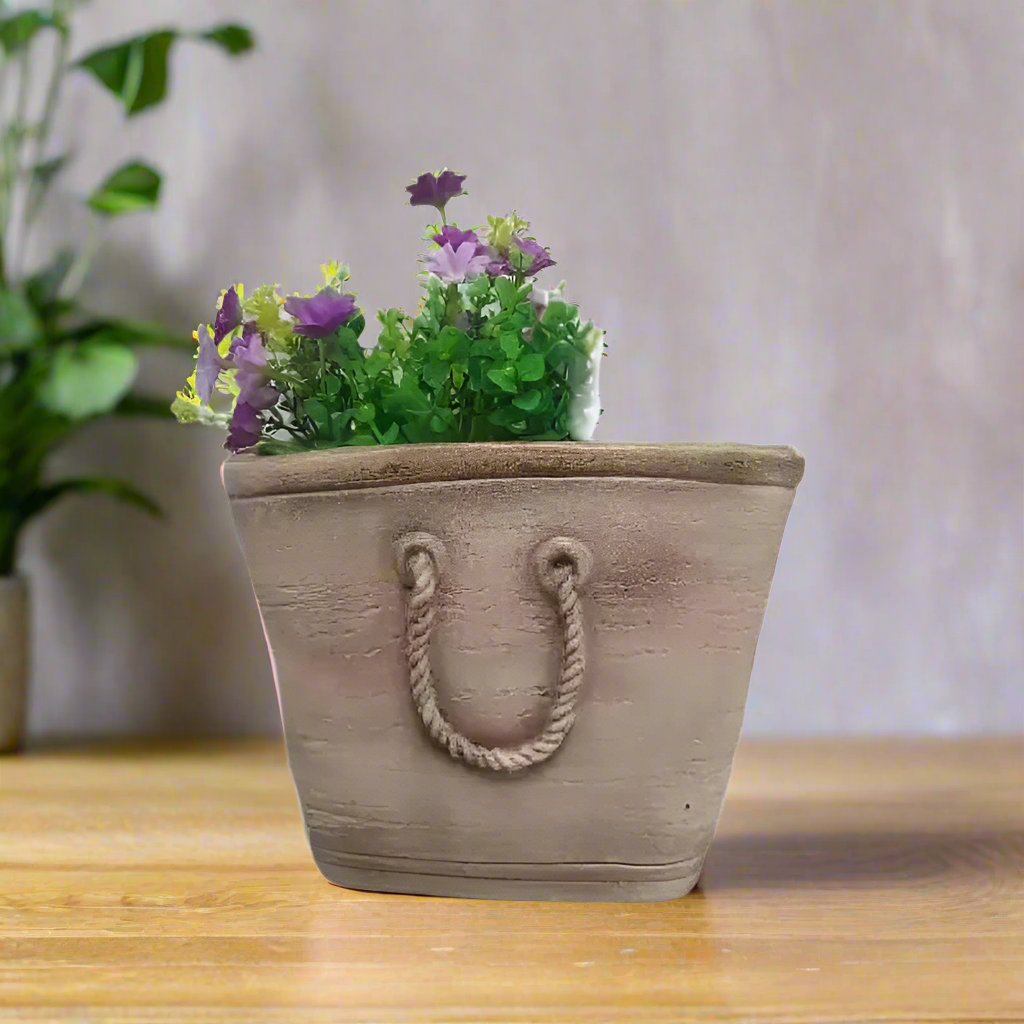 Willow & Silk Polyresin 26cm Pink Handbag Garden/ Indoor Pot Planter