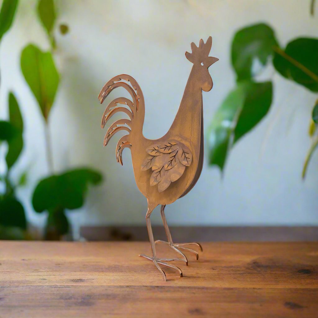 Willow & Silk Rusty 48cm Rooster Garden Figurine/Statue