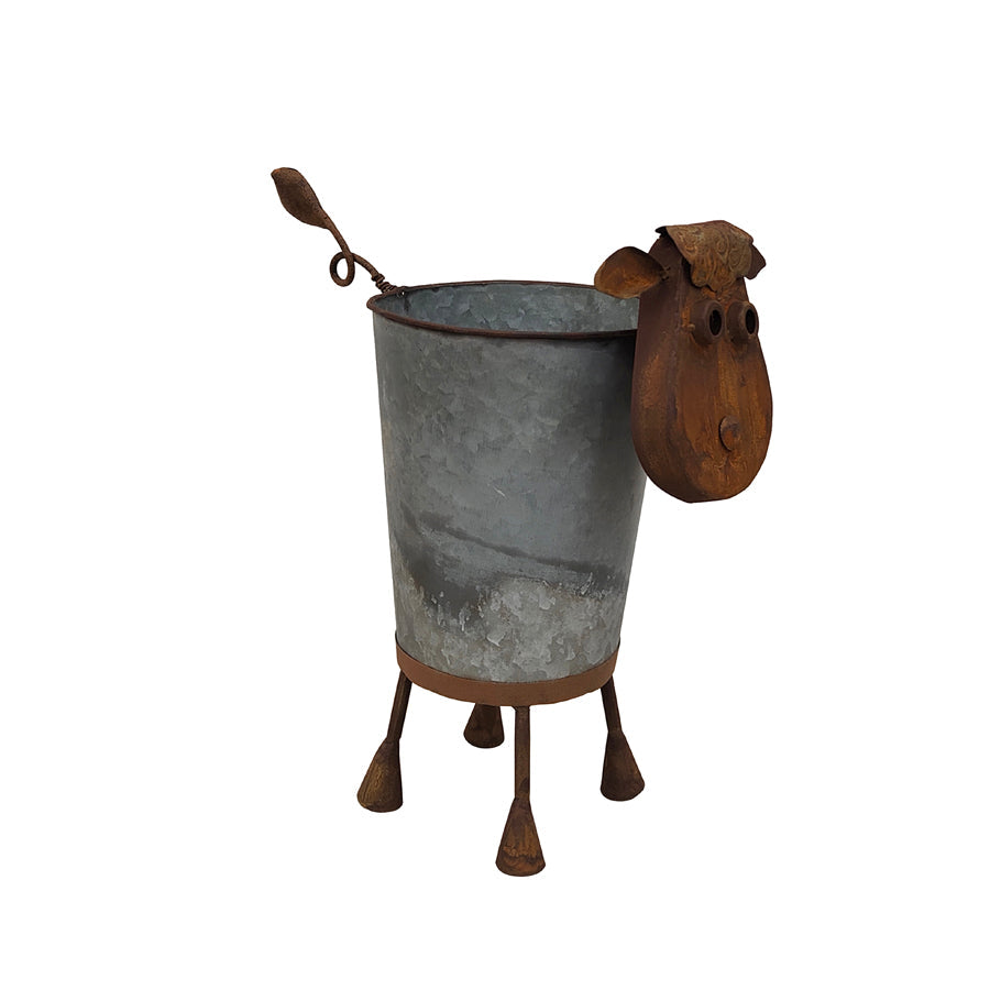 Rusty Sheep Planter w/ Galv Pot
