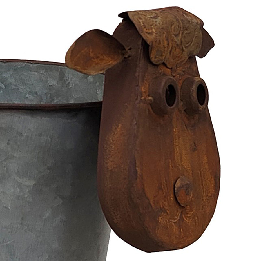 Rusty Sheep Planter w/ Galv Pot