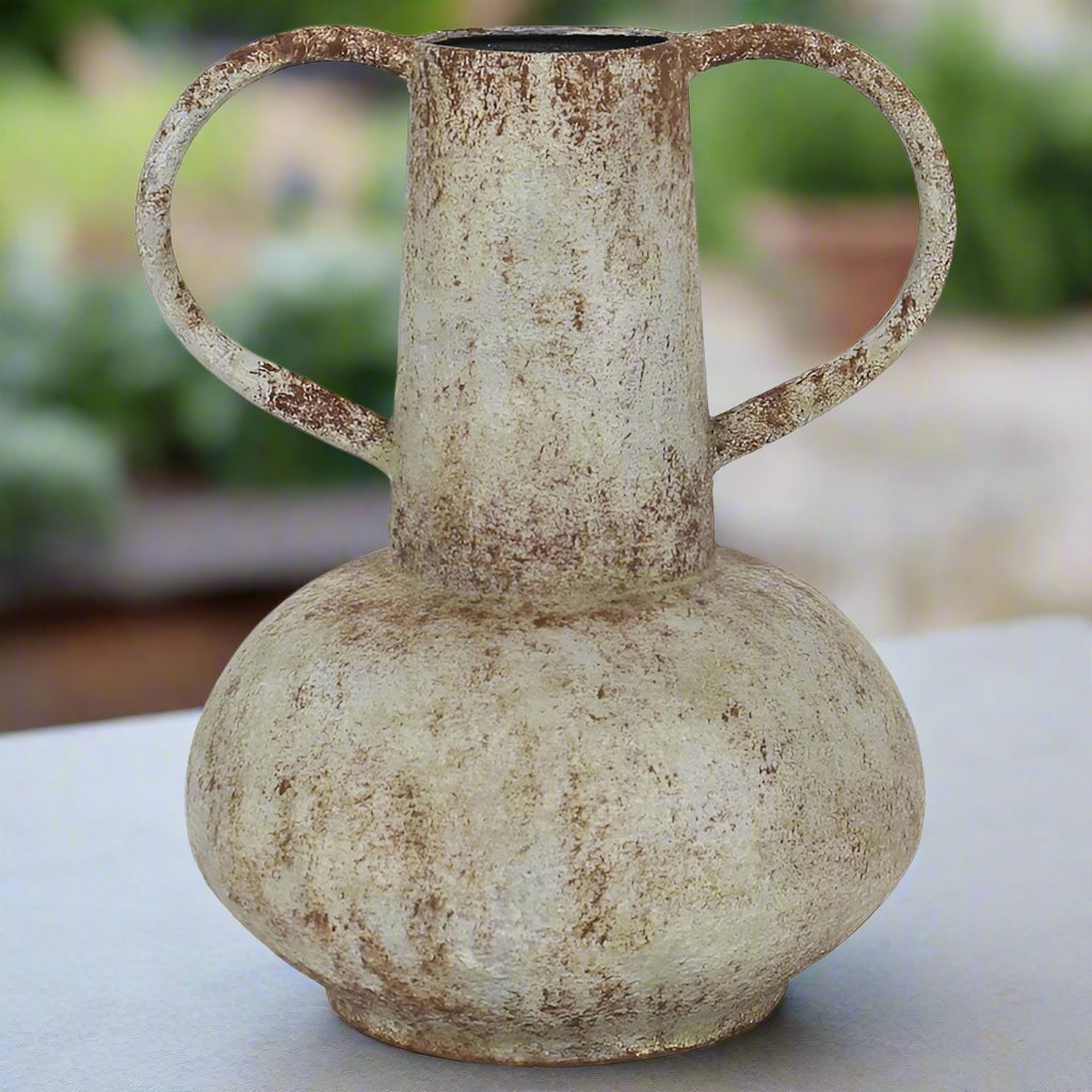 Artisan Aged Vase w/ Wide Base & Handles 21.5x20x26.5cm