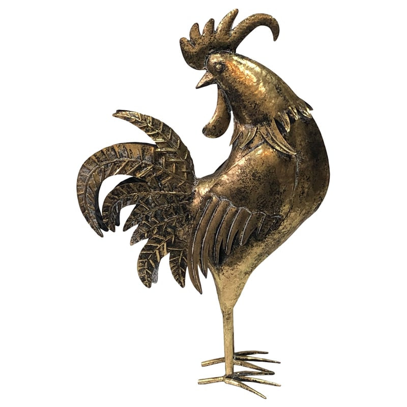 Lustre Gold Proud Rooster Facing Back