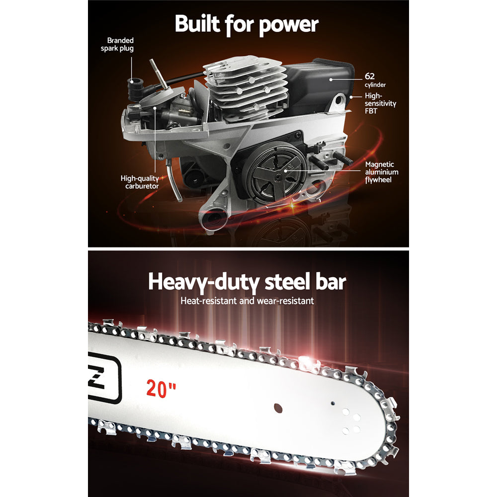 Giantz | Chainsaw Petrol Commercial 20" Bar - 62cc