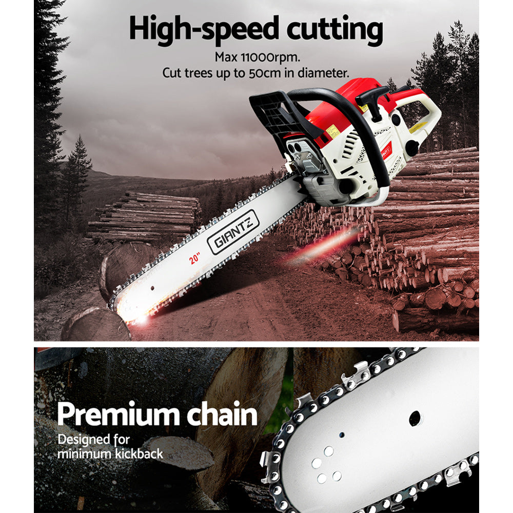 Giantz | Chainsaw Petrol Commercial 20" Bar - 62cc
