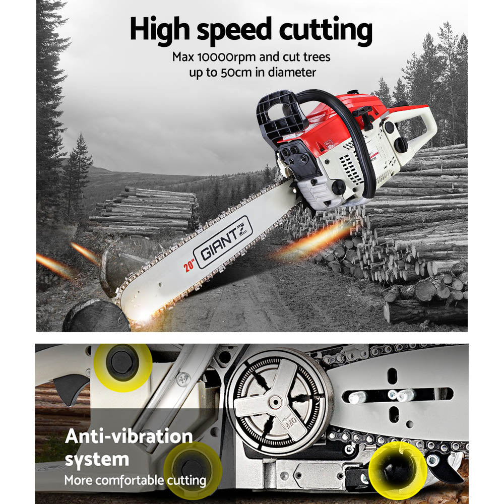 Giantz | Chainsaw Petrol Commercial 20" Bar - 52cc