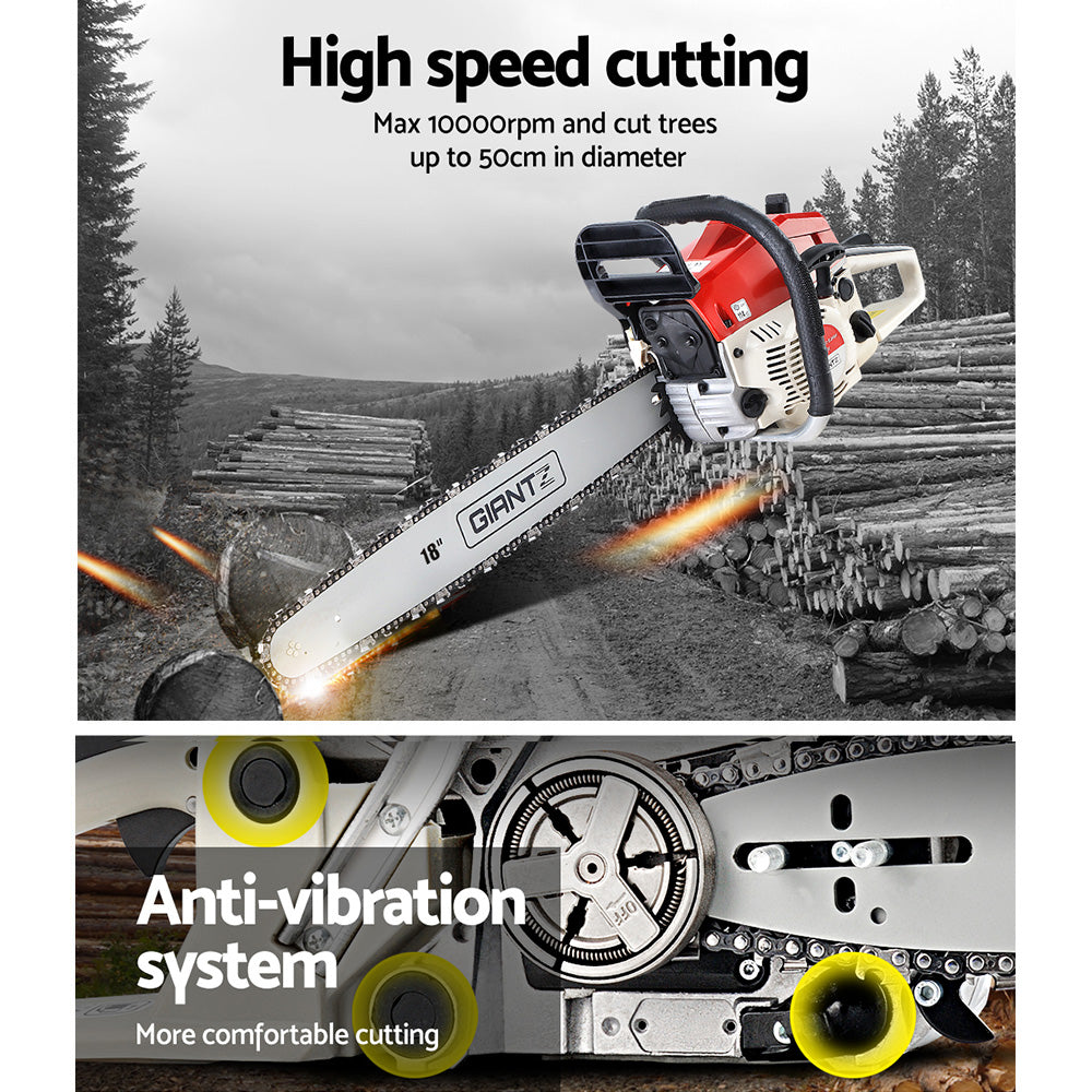 Giantz | Chainsaw Petrol Commercial 18" Bar - 75cc
