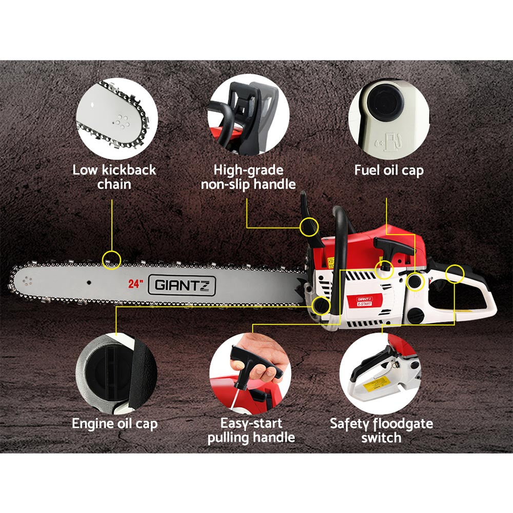 Giantz | Chainsaw Petrol Commercial 24" Bar - 62cc
