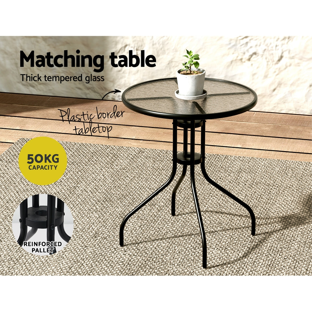 Gardeon 3-Piece Stackable Bistro Set — Black