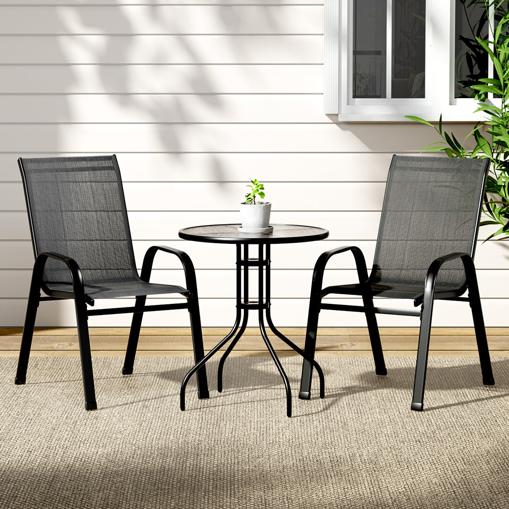Gardeon 3-Piece Stackable Bistro Set — Black