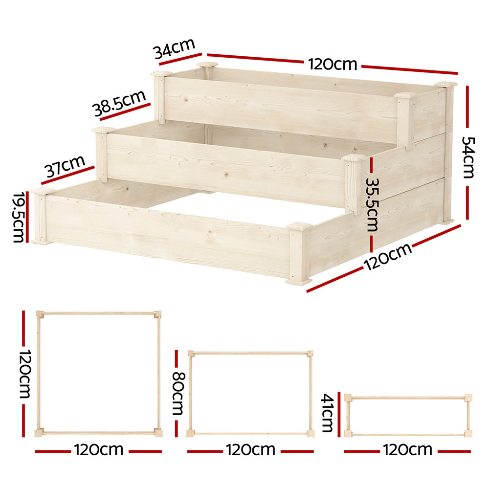 Greenfingers Wooden Raised Garden Bed - 3 Tier
