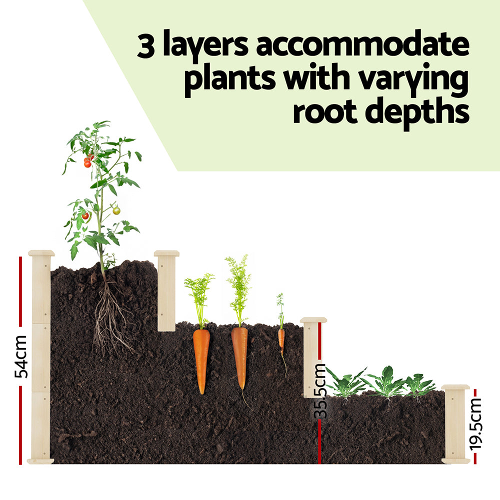 Greenfingers Wooden Raised Garden Bed - 3 Tier