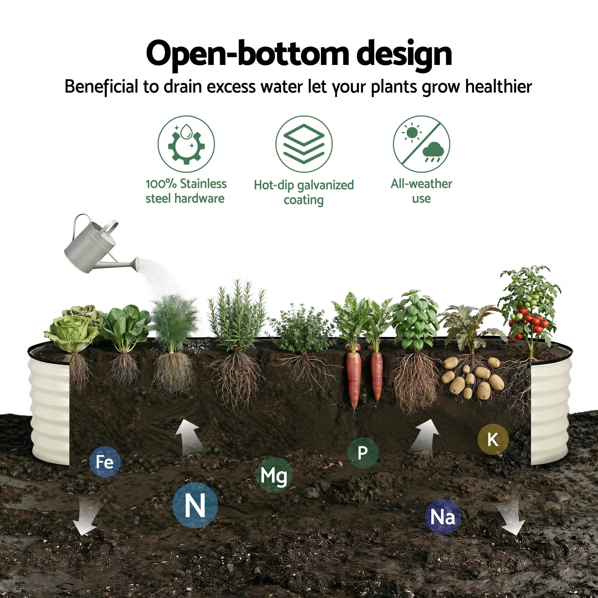 Greenfingers Raised Garden Bed 2.4m x .6m x 450mm - White