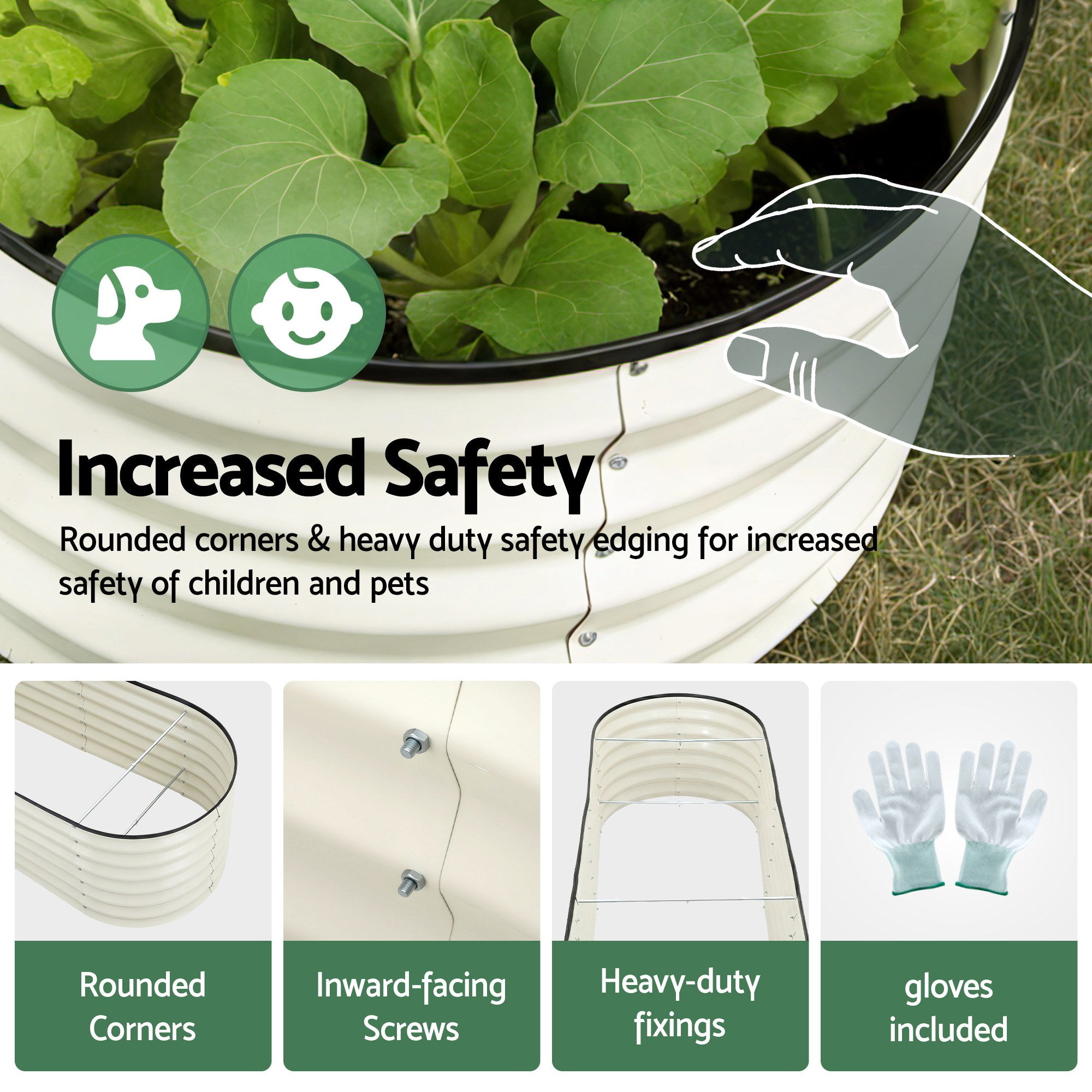 Greenfingers Raised Garden Bed 2.4m x .6m x 450mm - White