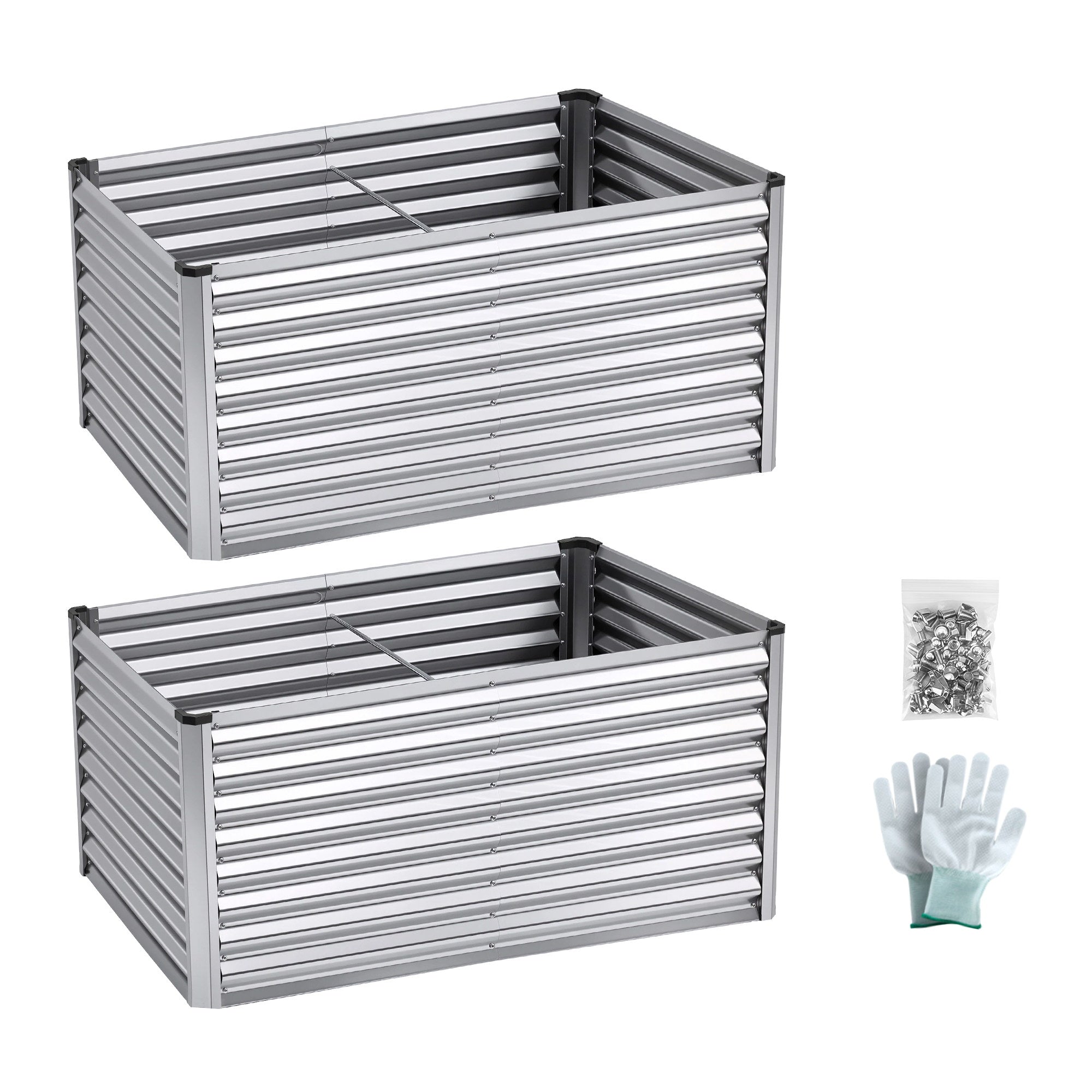 Greenfingers Raised Garden Bed 2.4m x .8m x 600mm (2 in 1) - Silver