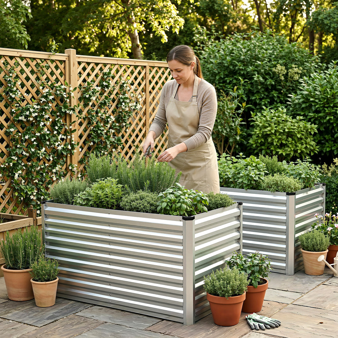 Greenfingers Raised Garden Bed 2.4m x .8m x 600mm (2 in 1) - Silver