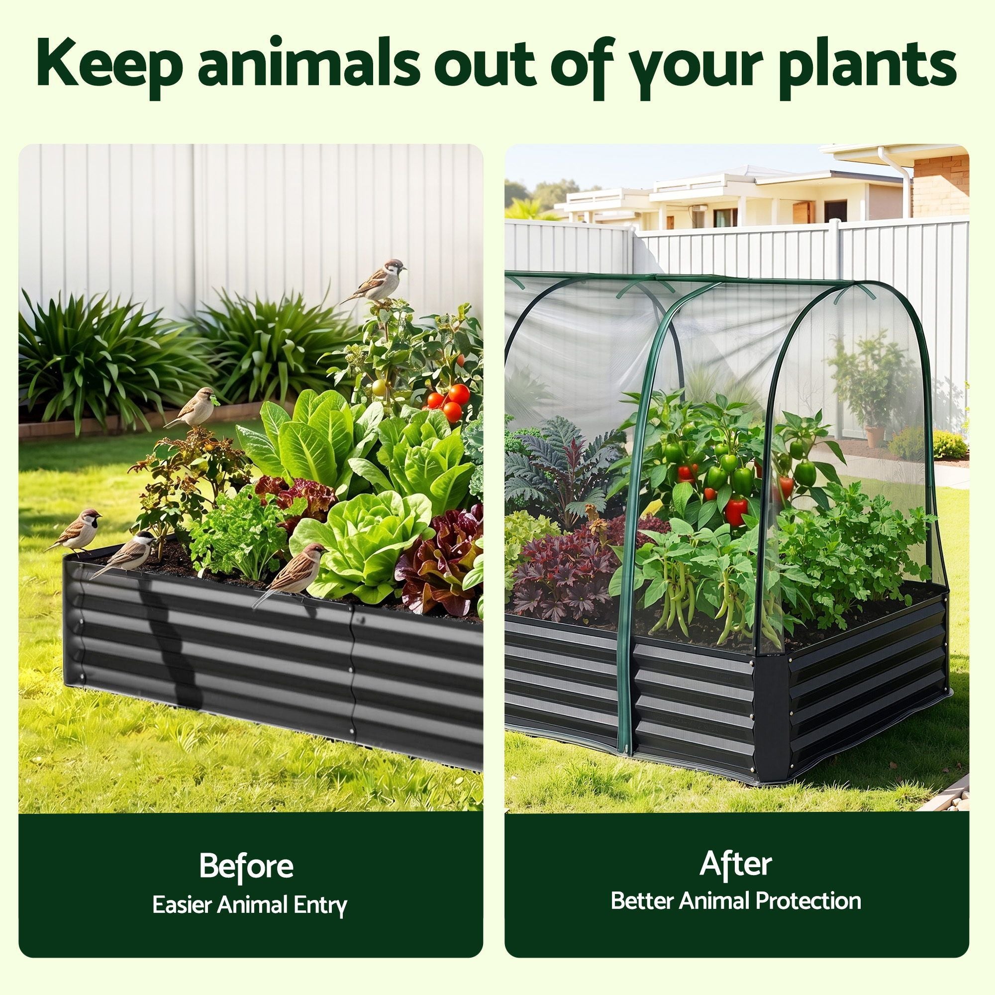 Greenfingers Raised Garden Bed with Cover 1.8m x .9m x 300mm (120cm High with cover)