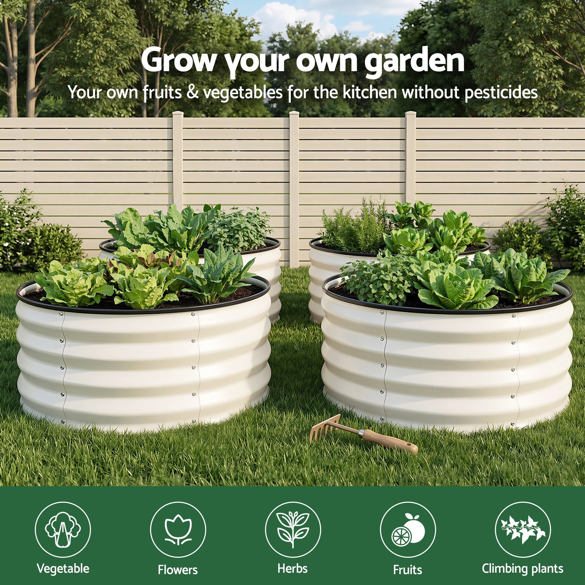 Greenfingers Raised Garden Bed .6mx 300mm (Twin pack) - White