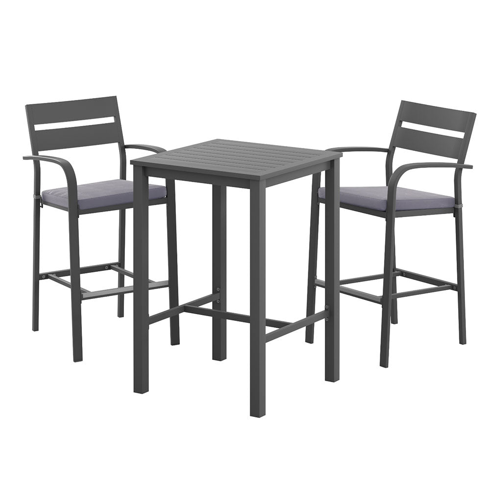 Gardeon 3-Piece Outdoor Bar Set β Bar Table & 2 Stools, Black