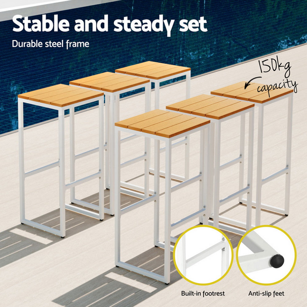 Gardeon 7-Piece Outdoor Bar Set β WPC Table & 6 Stools, Brown