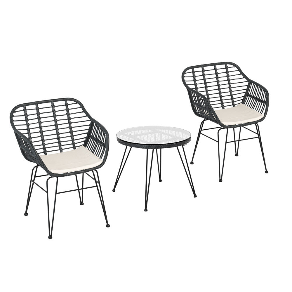 Gardeon 2-Piece Wicker Lounge Set — Grey
