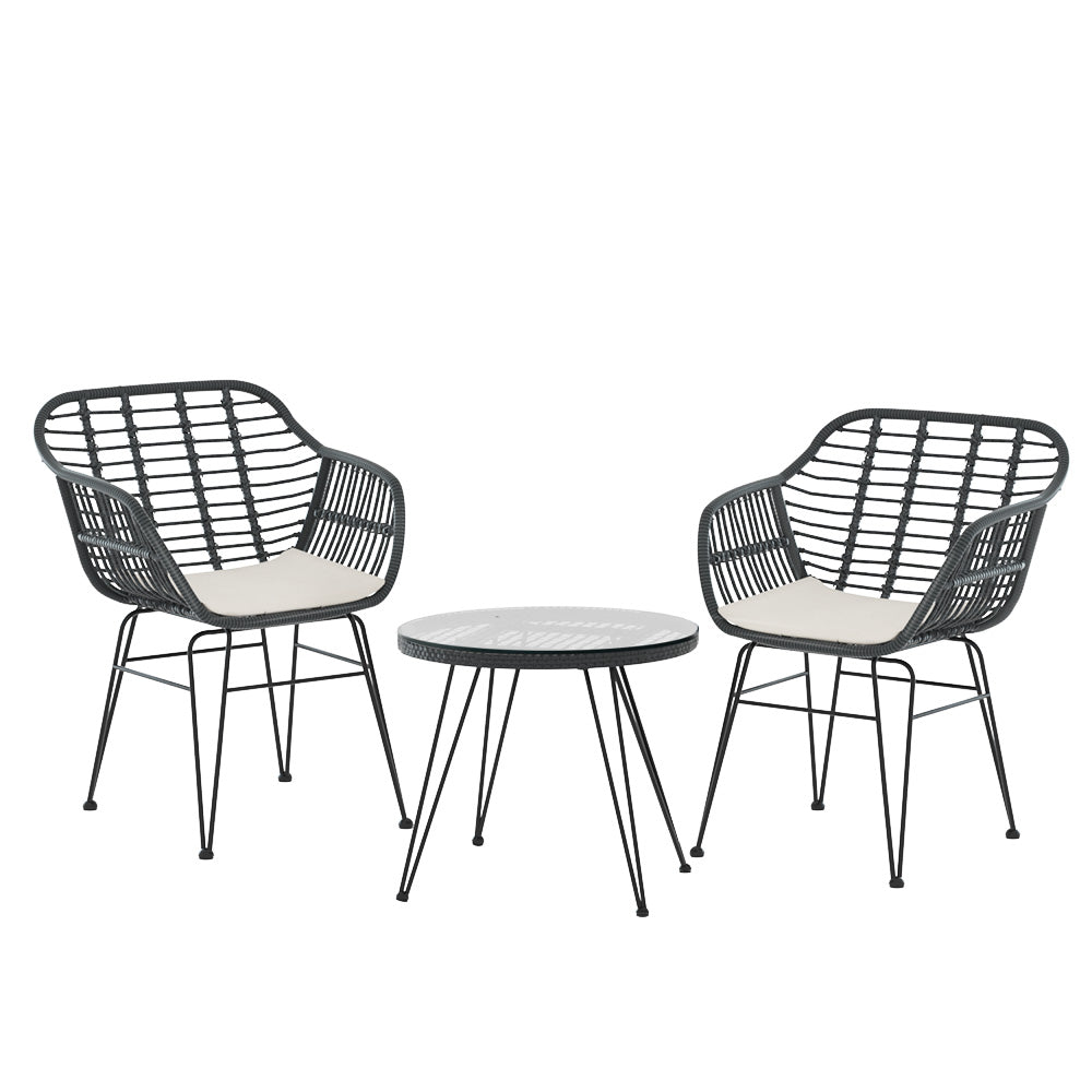 Gardeon 2-Piece Wicker Lounge Set — Grey
