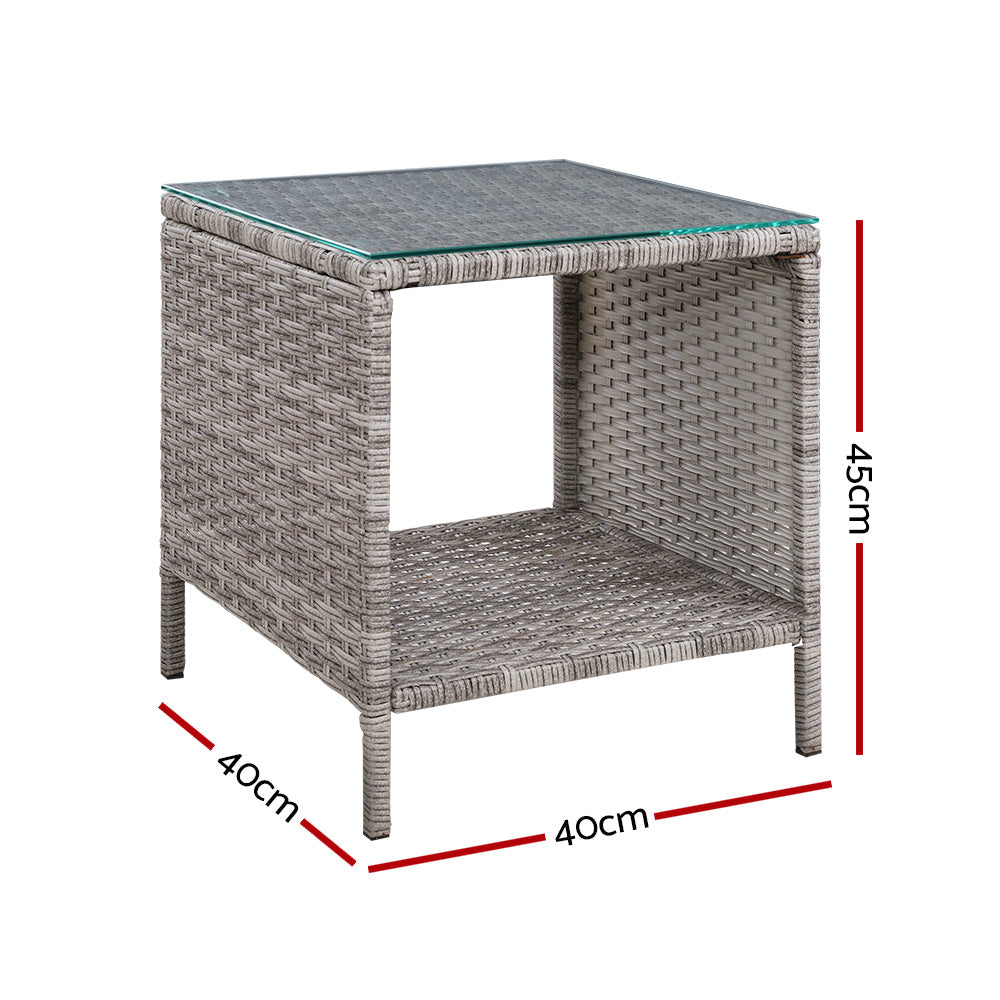 Gardeon Outdoor Wicker Side Table — Grey