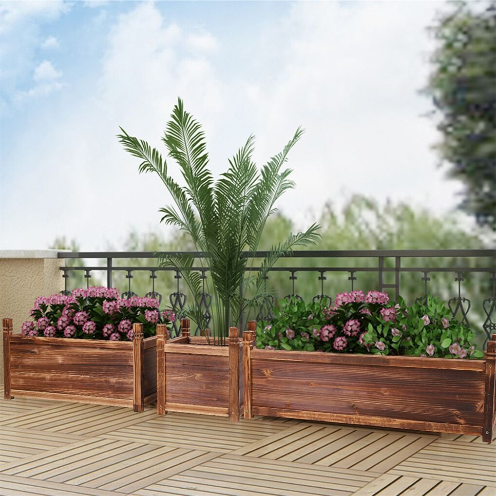 Wooden Raised Garden Bed 60cm x 30cm x 33cm