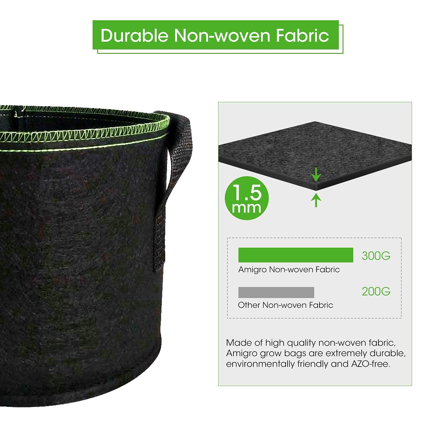 Grow Bags 38L - 5 pack - Black