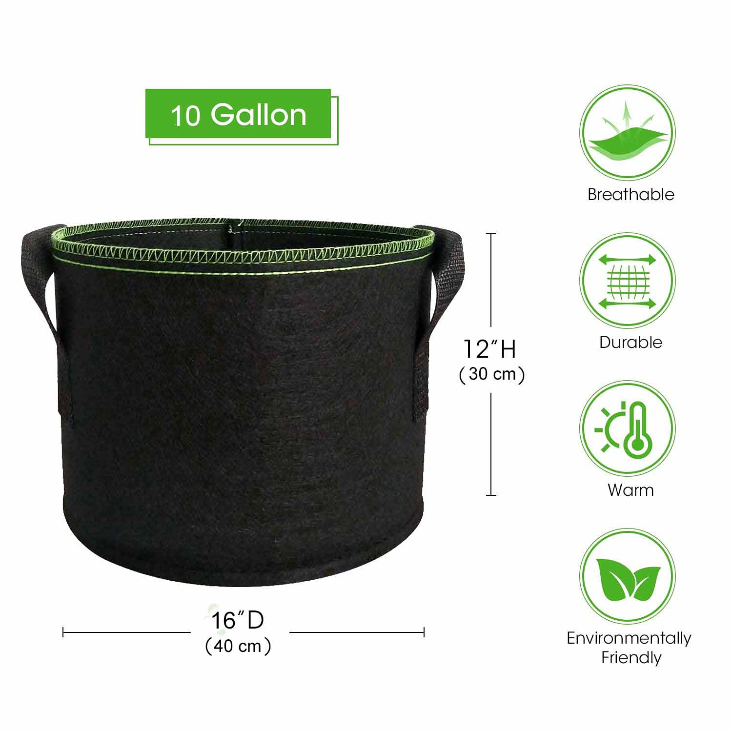 Grow Bags 38L - 5 pack - Black