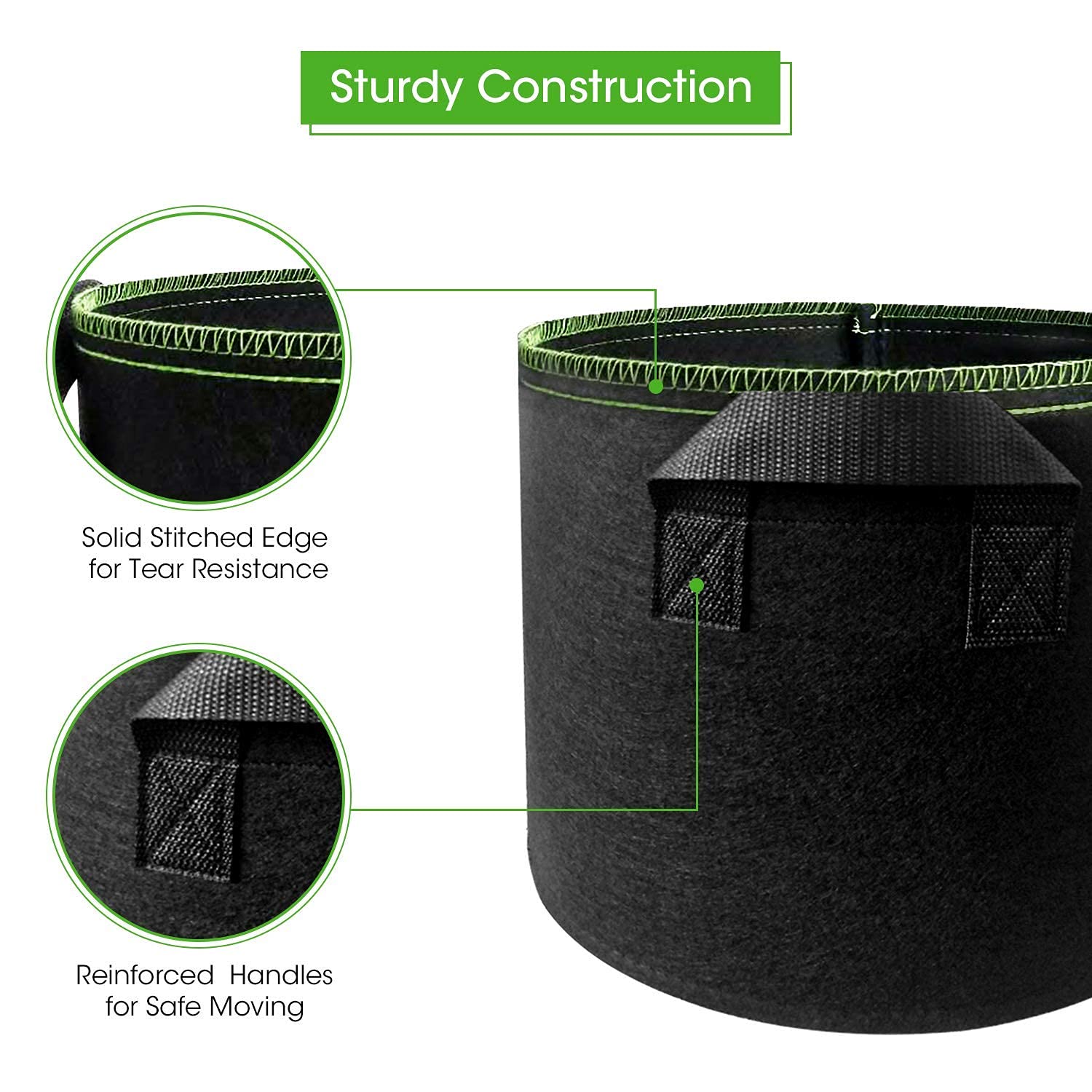 Grow Bags 38L - 5 pack - Black