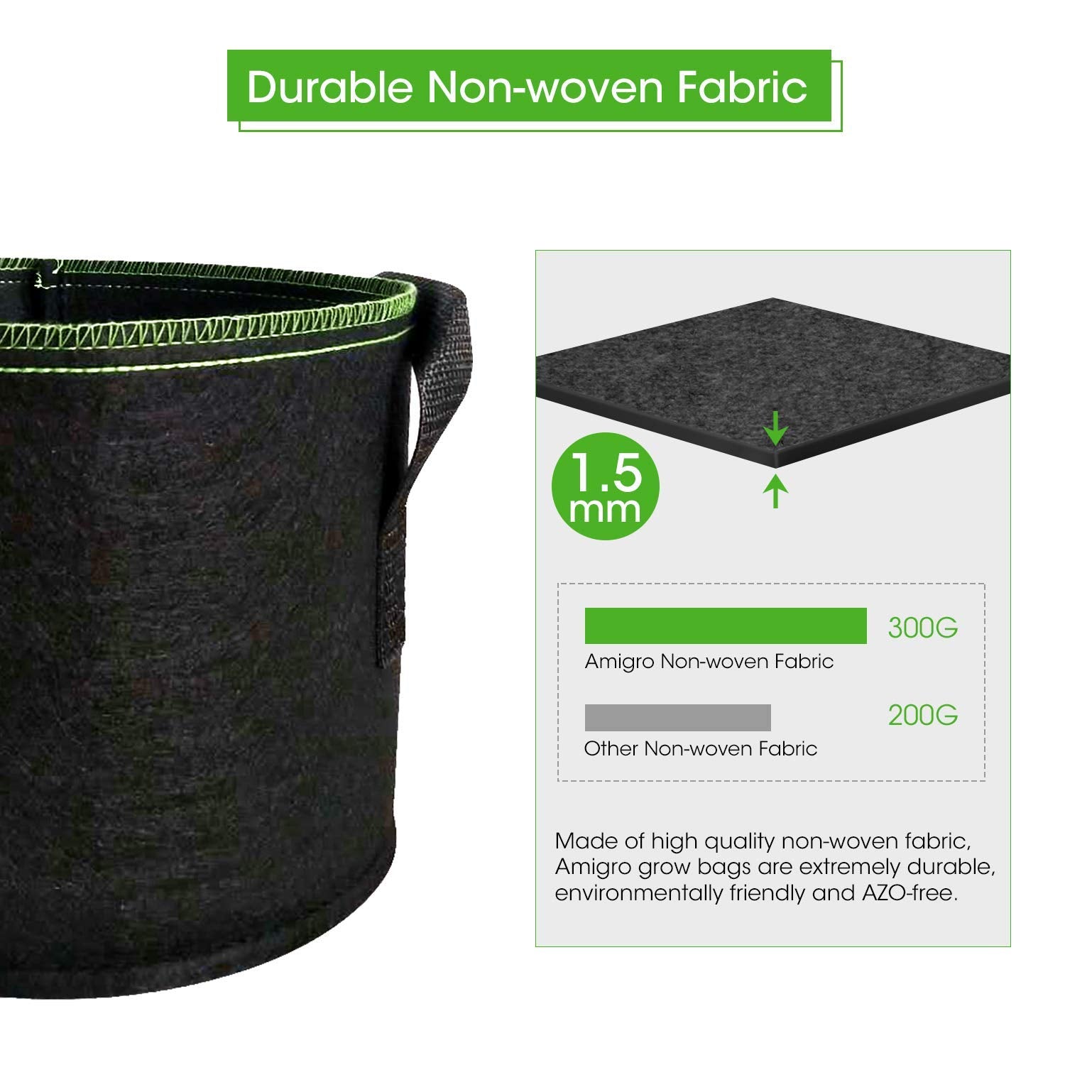 Grow Bags 19L - 5 pack - Black