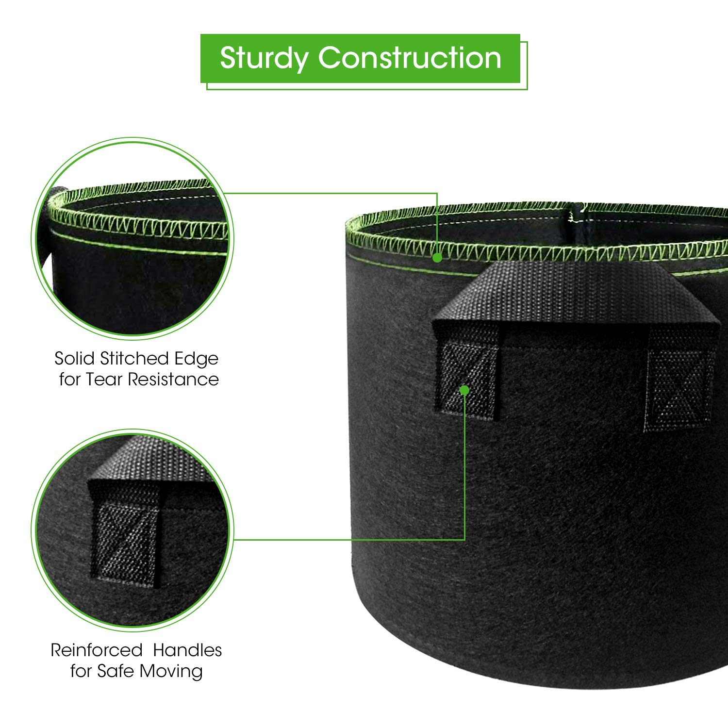 Grow Bags 19L - 5 pack - Black