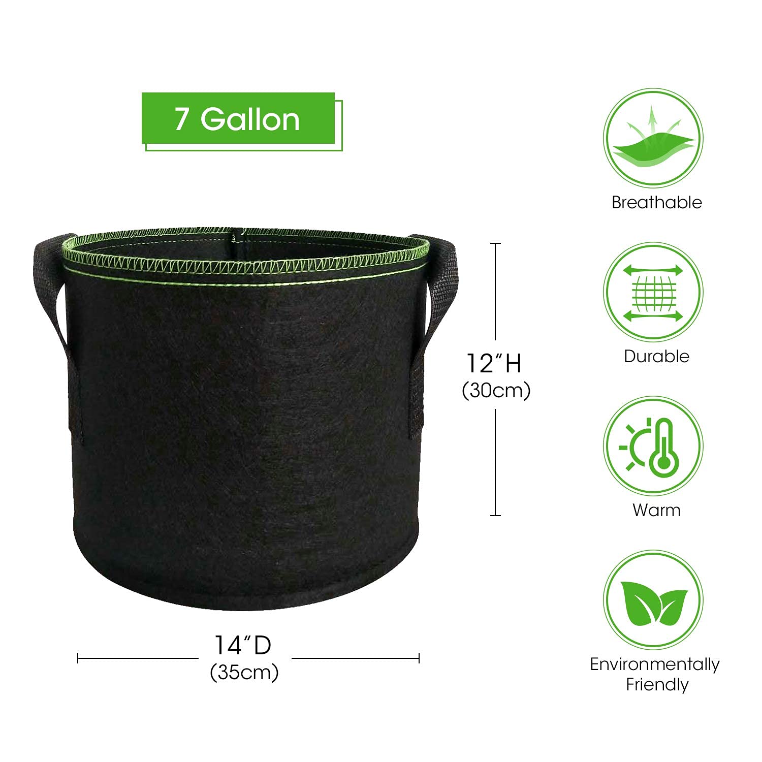Grow Bags 19L - 5 pack - Black