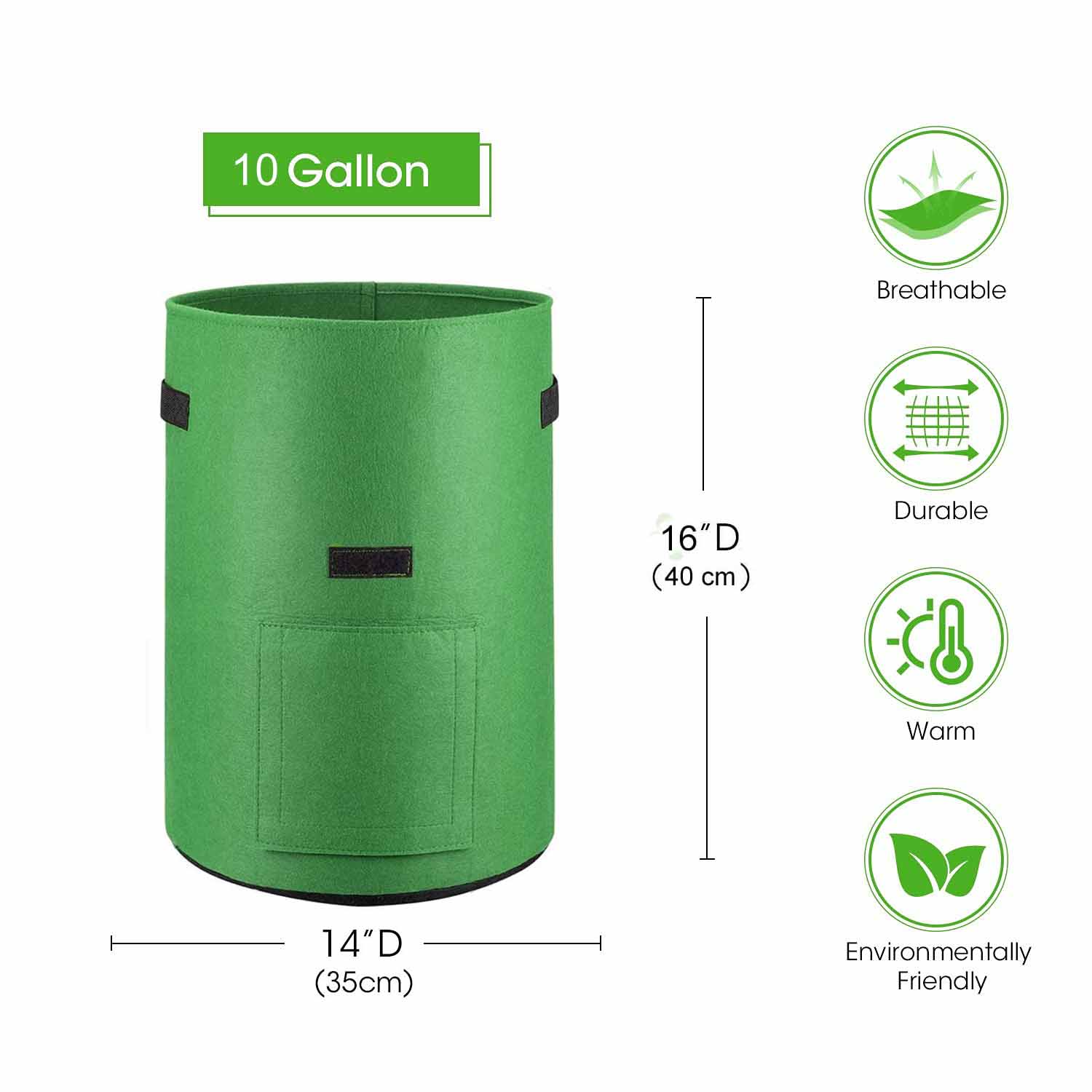 Grow Bags Potato 38L - 5 pack - Green