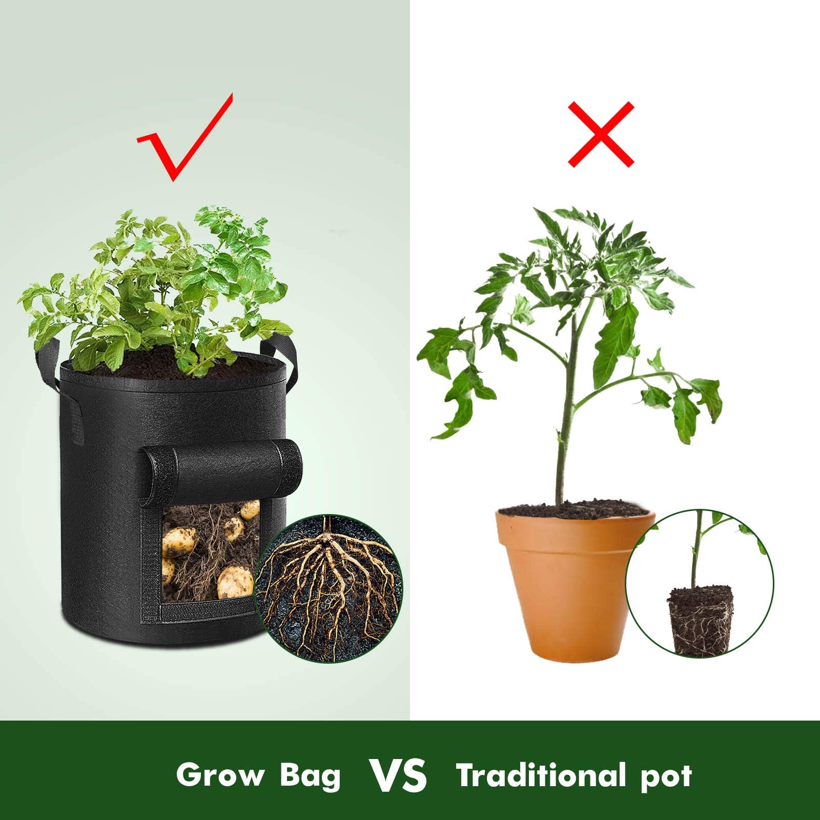 Grow Bags 38L - 5 pack - Black