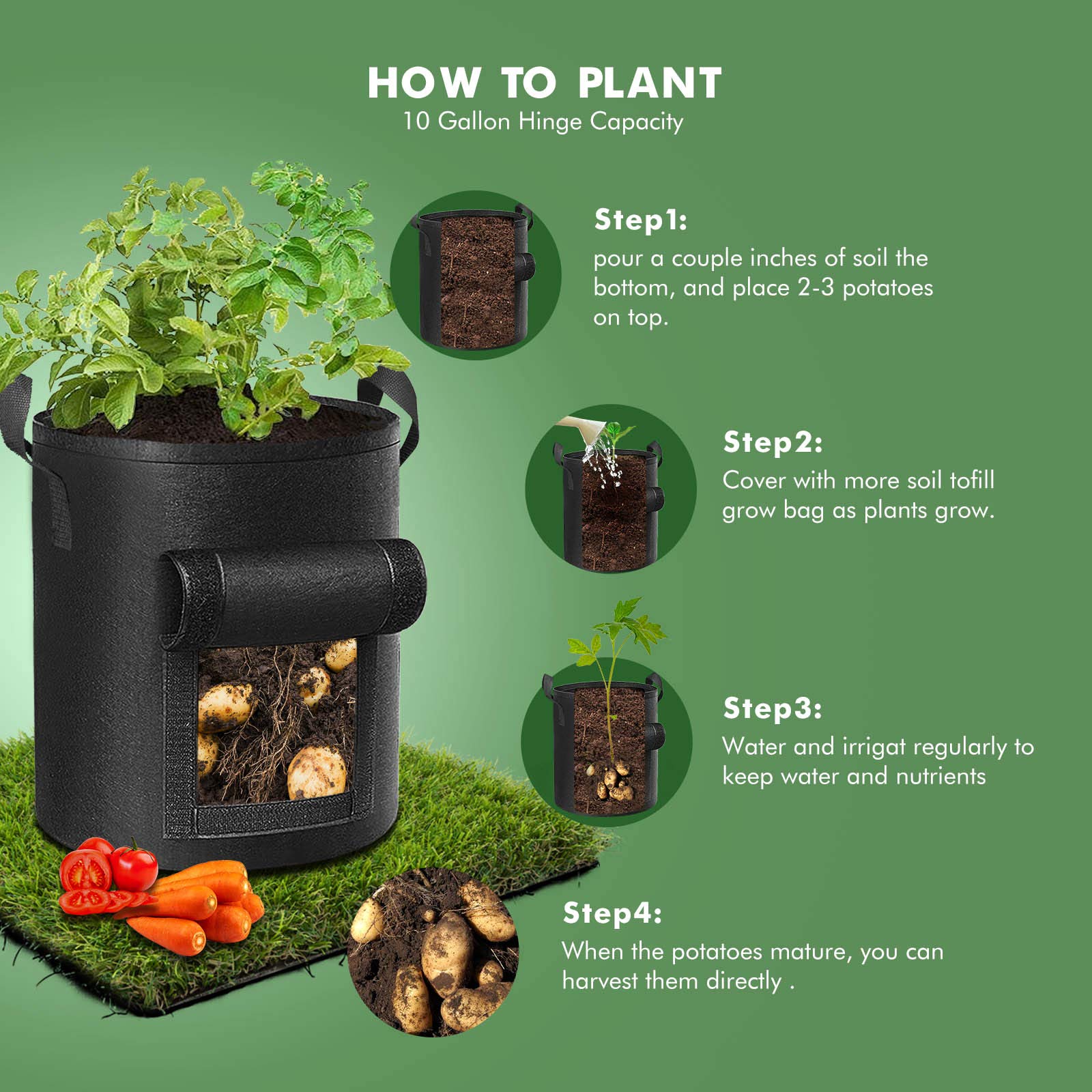 Grow Bags 26.5L - 5 pack - Black