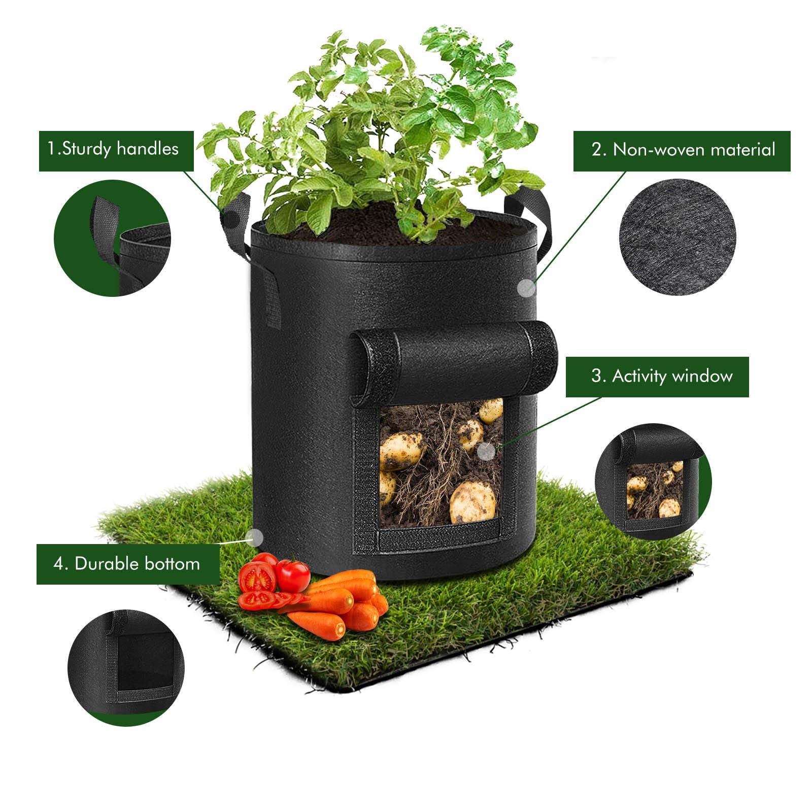Grow Bags 26.5L - 5 pack - Black