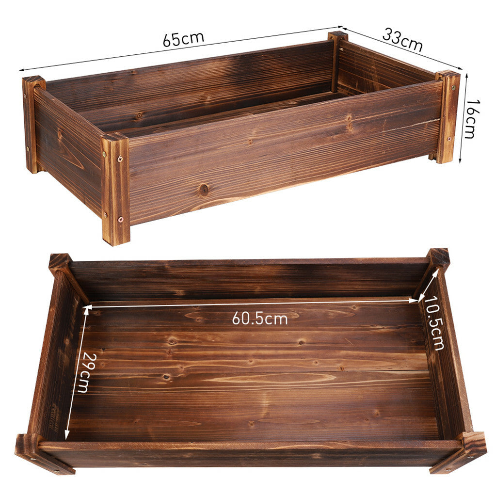 Wooden Raised Garden Bed 65cm x 33cm x 16cm