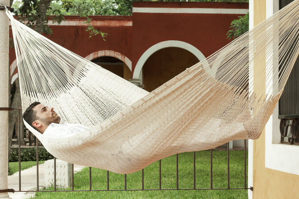 Mayan Legacy Outdoor Cotton Hammock — Family Size Marble