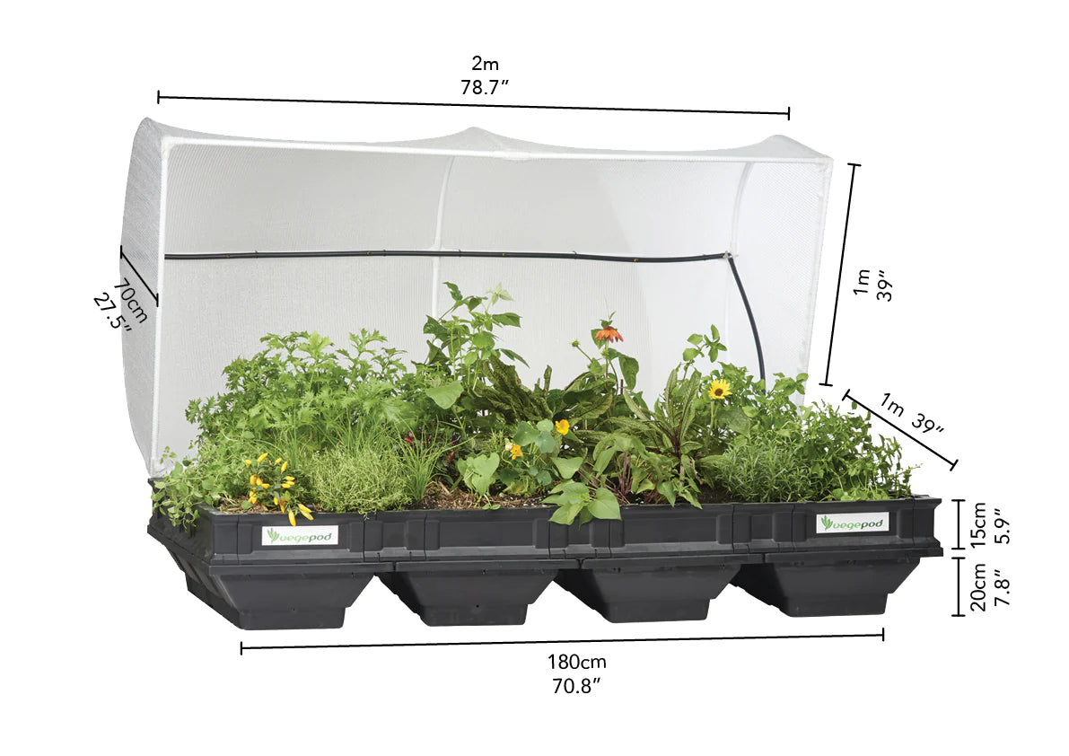 Vegepod Raised Garden Bed Large 2m x 1m with VegeCover + Large Stand