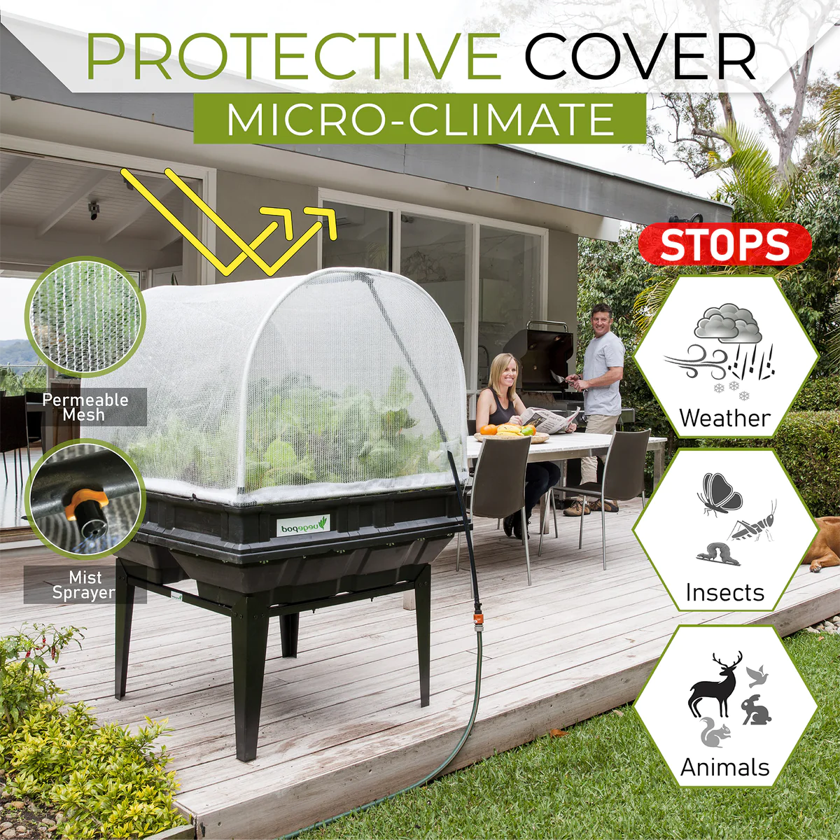 Vegepod Raised Garden Bed Large 2m x 1m  with VegeCover + Large Stand