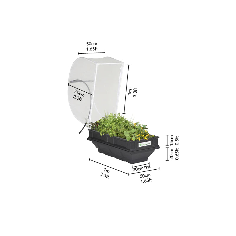 Vegepod Raised Garden Bed Small .5m x 1m with VegeCover + Small Stand