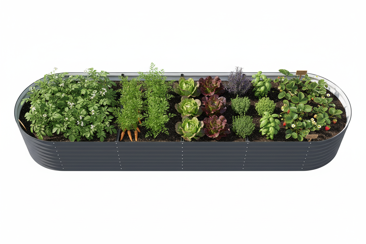 Overhead view of 3.2m x 56cm garden bed