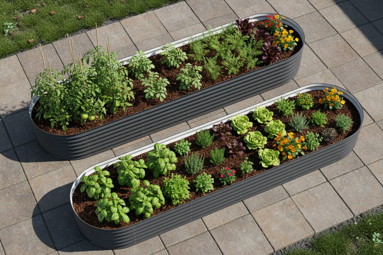 Overhead view of ultimate twin pack with companion planting