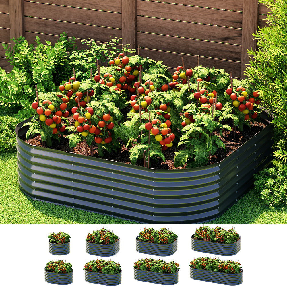 Planted out modular 9 in 1 raised garden bed
