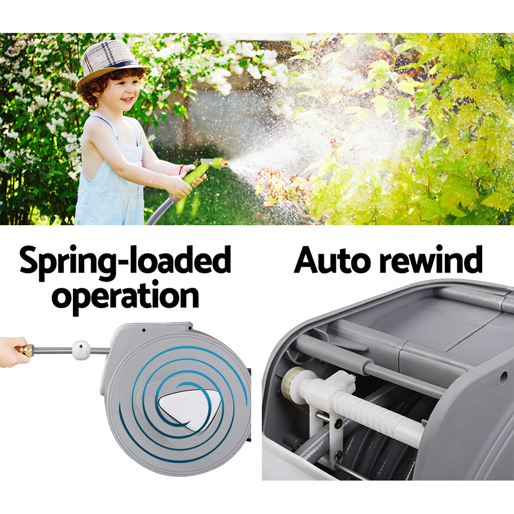 spring loaded garden hose reel