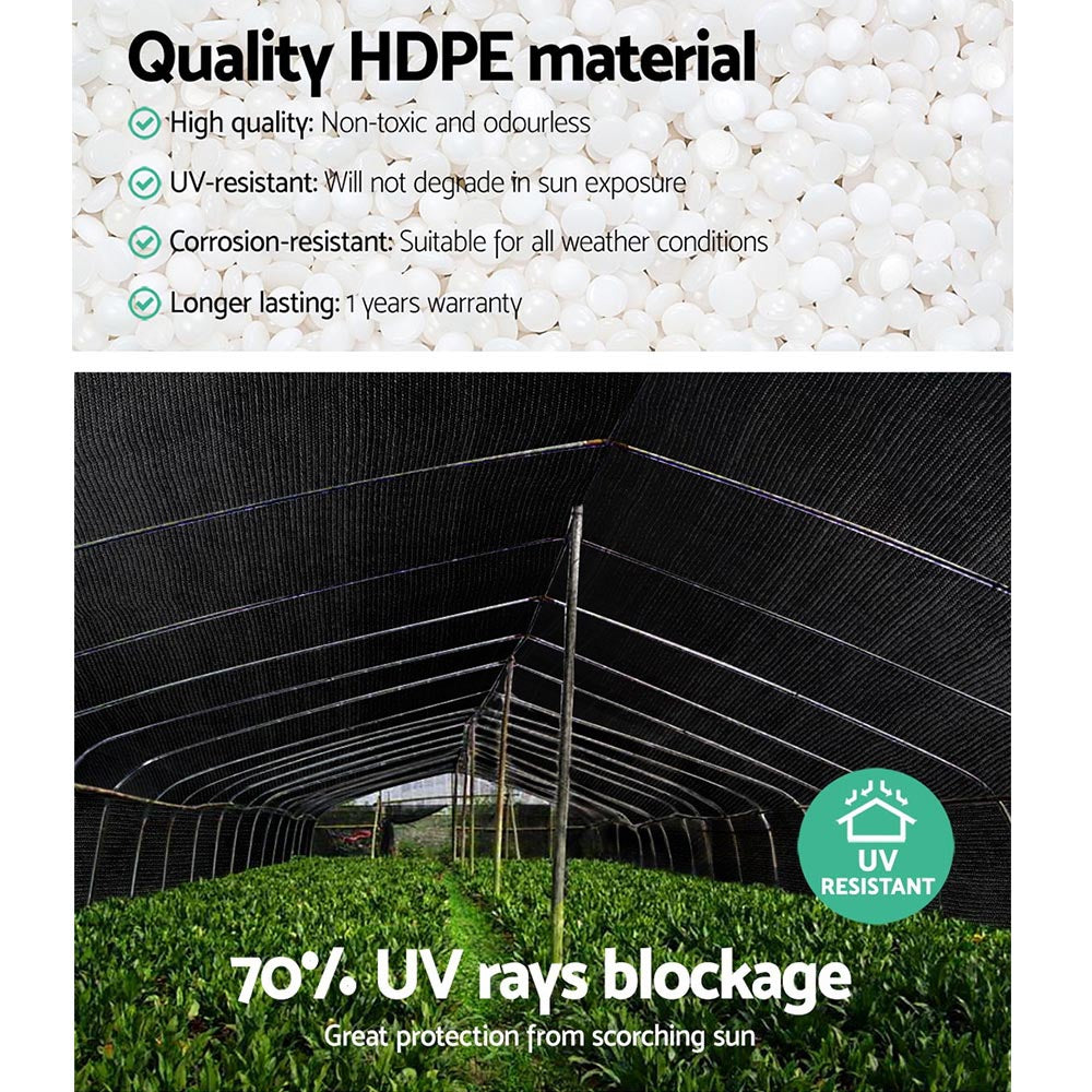 70% Shade Cloth Heavy Duty 1.83m x 50m - Various Colours